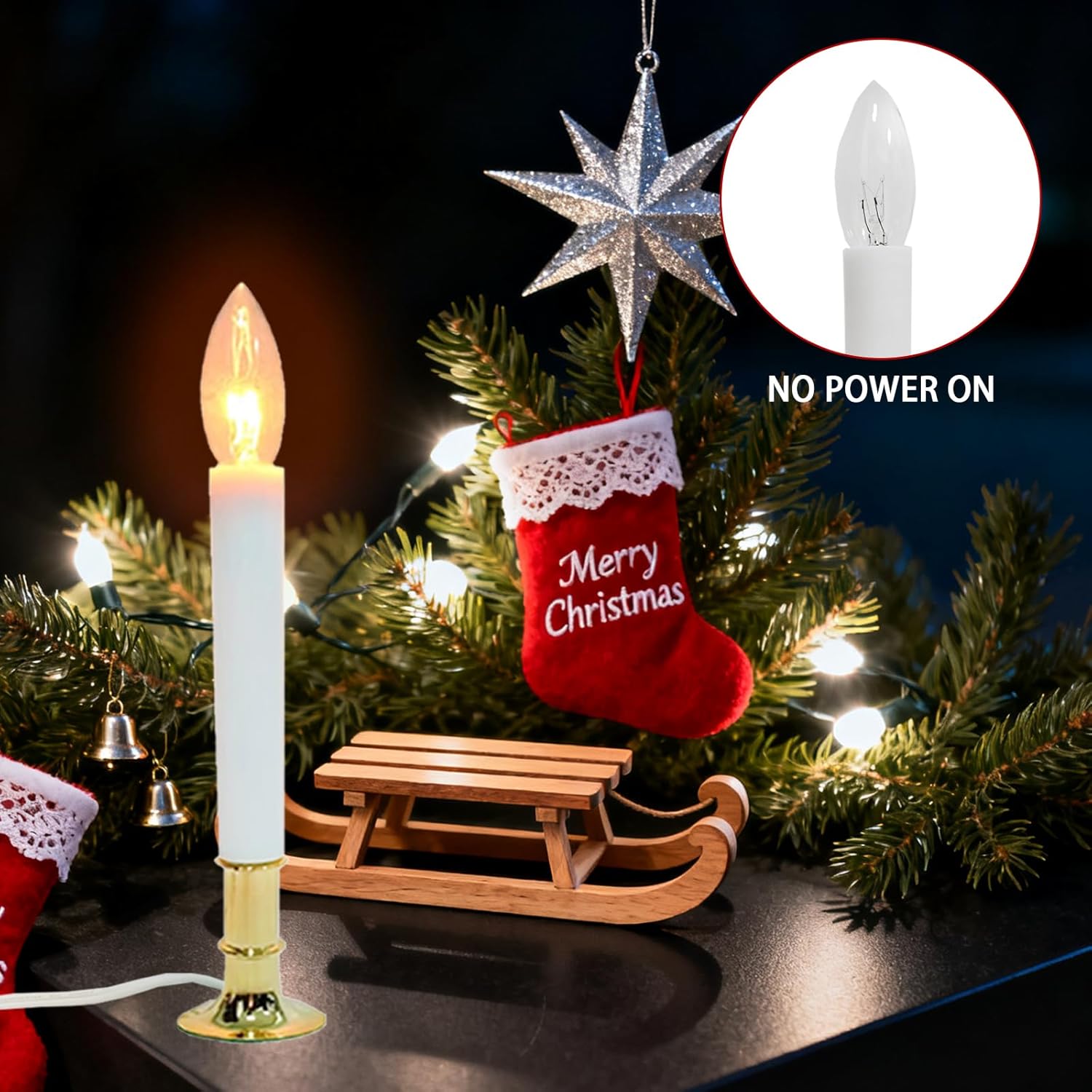 10 Pack Electric Window Candle Lights with Gold Base - Dusk to Dawn Sensor, Auto On/Off for Holiday Party Home Decor (Warm White)